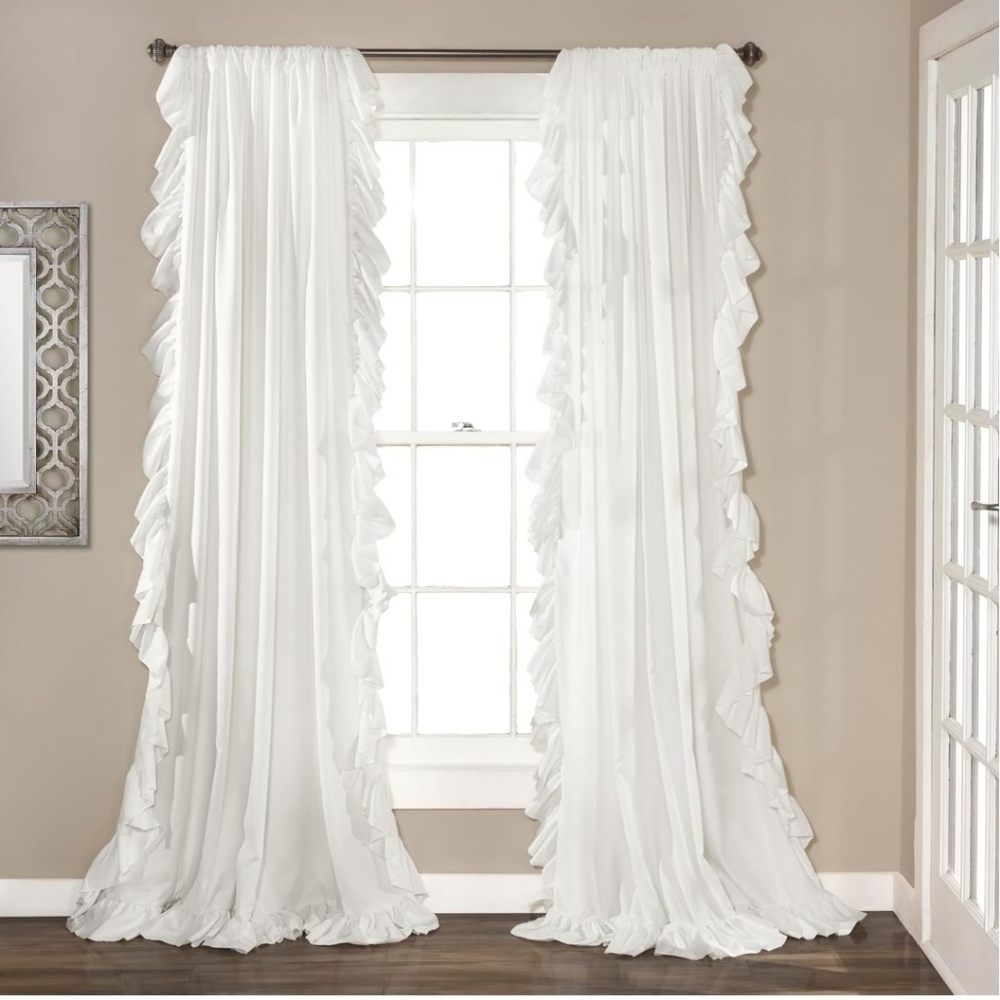 Lush Decor SEALED! NWT! Reyna Ruffle Window Curtain Panel Set in White. 84x54.